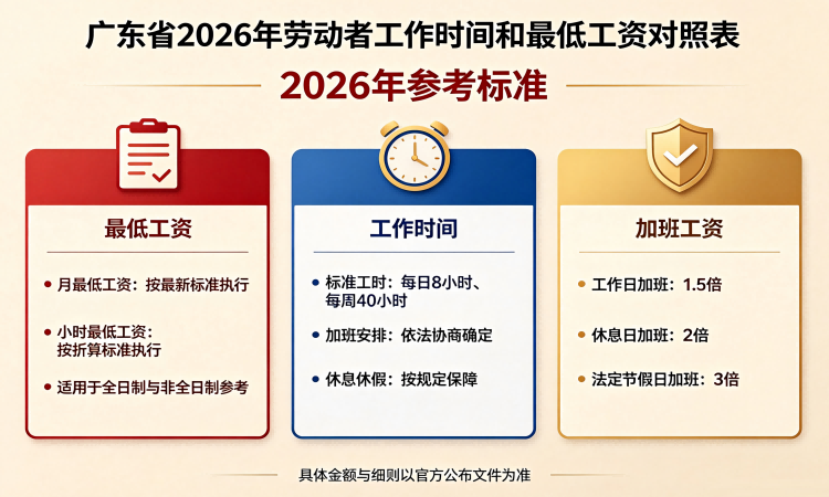张治儒：广东省2026年劳动者工作时间和最低工资对照表